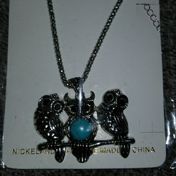 Three Owl Branch Turquoise Necklace & Earring Set - Picture 4 of 8